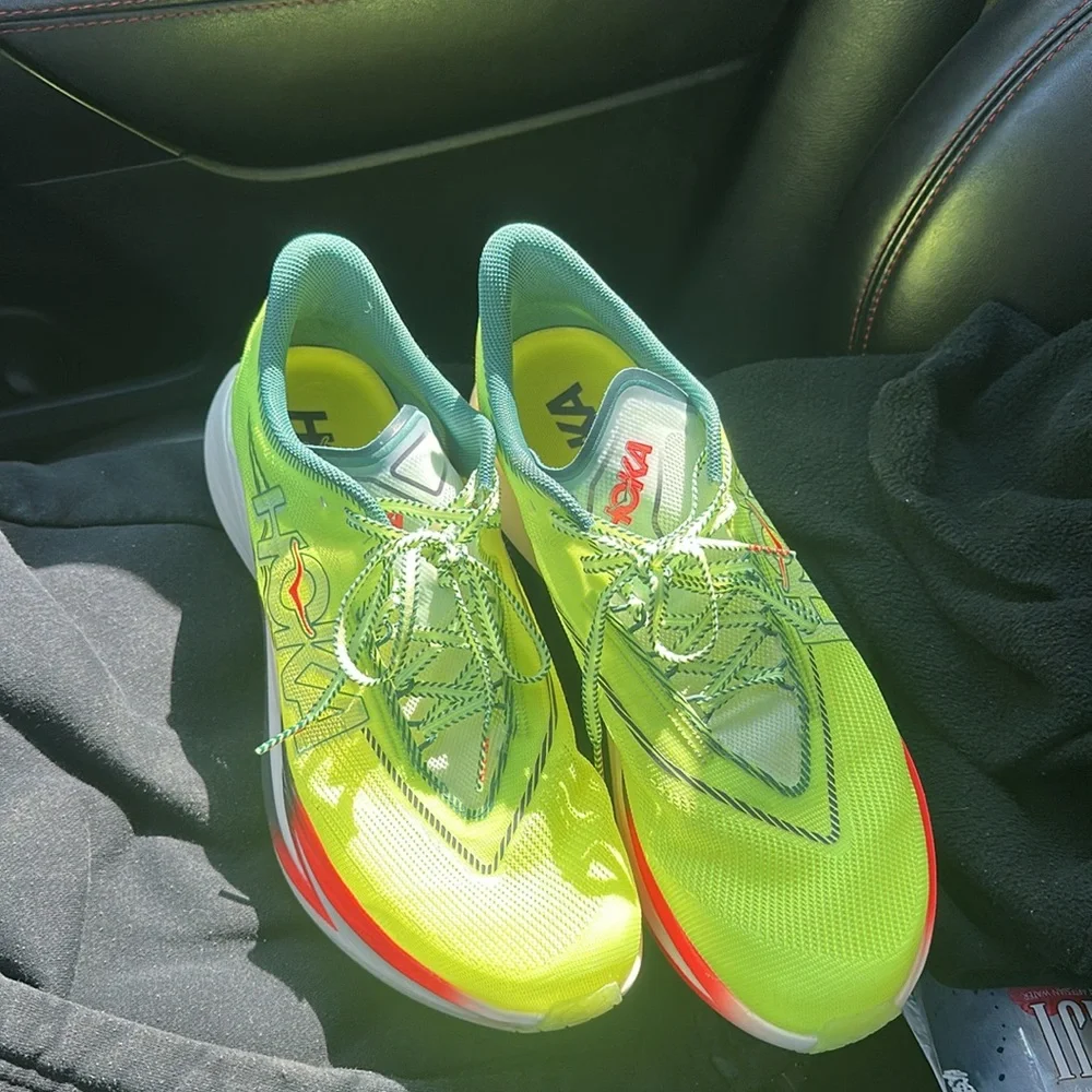Hoka Men's Neon Yellow with Teal Running Shoes